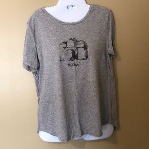 Gray T-Shirt with Camera Graphic